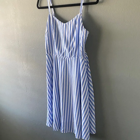 Old Navy Blue and White Striped Spaghetti Strap Mini Dress - Picture 4 of 7